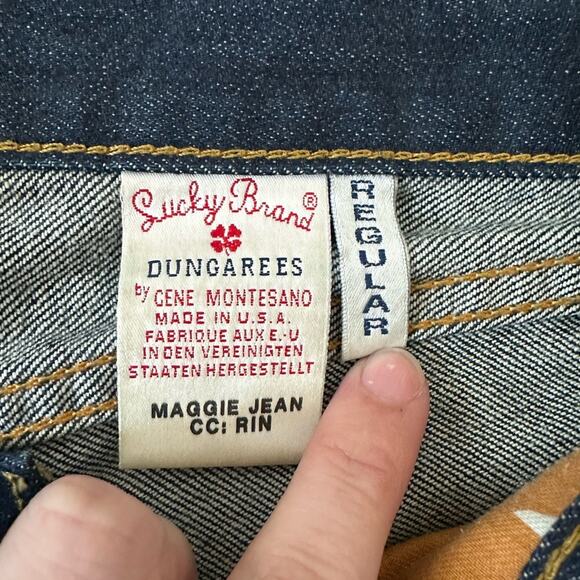 Lucky Brand Low Rise Flare Jeans, Size 4, Dark Blue Denim, Bell Bottoms - Picture 5 of 8